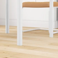 HOMCOM Square Kitchen Table for 2-4 People, Dining Table with Glass Top and Steel Legs for Dining Room, White(m-9)