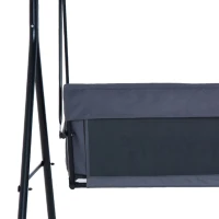 Outsunny 3-Seat Outdoor Patio Swing Chair with Removable Cushion, Steel Frame Stand and Adjustable Tilt Canopy for Patio, Garden, Poolside, Balcony, Backyard, Gray(m-9)