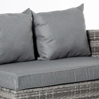 Outsunny 5 Pieces Wicker Patio Furniture Set with 4" Thick Cushions, Outdoor PE Rattan Garden Conversation Sectional Sofa Set with Glass Top Two-tier Coffee Table, Grey(m-9)