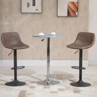 HOMCOM Adjustable Bar Stools, Swivel Bar Height Chairs Barstools Padded with Back for Kitchen, Counter, and Home Bar, Set of 2, Brown(m-2)