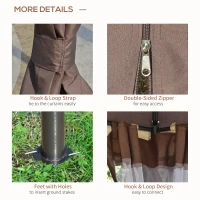 Outsunny 12' x 12' Round Outdoor Gazebo, Patio Dome Gazebo Canopy Shelter with Double Roof, Netting Sidewalls and Curtains, Zippered Doors, Strong Steel Frame, Brown(m-5)