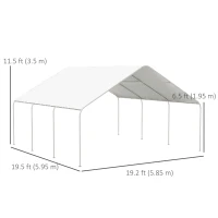 Outsunny 19' x 19.5' Carport, Portable Garage and Patio Canopy Tent, Anti-UV Cover for Car, Truck, Boat, Catering, Wedding(m-3)