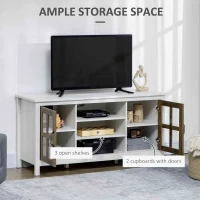 HOMCOM TV Stand for TVs up to 55 Inches, TV Cabinet with Adjustable Shelves and Cable Holes, TV Bench for Living Room, White(m-4)