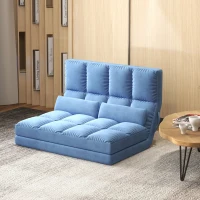 HOMCOM Convertible Recliner Sofa, Folding Floor Sofa Chair with Adjustable Backrest and Headrest, Blue(m-10)