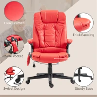 HOMCOM Massage Office Chair, Heated Reclining Computer Chair with 6 Vibration Points, Armrest and Remote, Red(m-7)