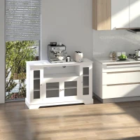 HOMCOM Sideboard Buffet Cabinet with Storage, Kitchen Cabinet Coffee Bar Cabinet with Glass Doors for Living Room, Kitchen, White(m-8)