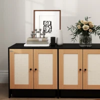 PawHut Cat Litter Box Enclosure w/ 2 Cabinets, Scratching Mats & Trays for 2 Cats or Kittens, Black(m-9)