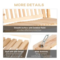 Outsunny 2-People Porch Swing Bench, Patio Swing Chair with 2 Adjustable Hanging Chains for Deck, Garden, Backyard, Natural(m-6)