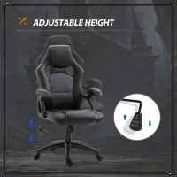 Vinsetto PU Leather Gaming Chair High Back Office Chair with Adjustable Height, Computer Gamer Chair, Grey(m-4)