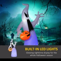 HOMCOM 5.9' Halloween LED Yard Decor Ghost with Pumpkin, Blow Up Inflatable Outdoor Decoration, Waterproof(m-4)