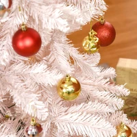 HOMCOM 5ft Pencil Artificial Christmas Tree with Pine Realistic Branches, Auto Open, Pink and White(m-9)