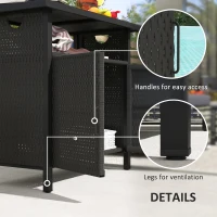 Outsunny Outdoor Pool Towel Storage Cabinet Organizer, Outdoor Bar Table with Shelf and Cabinet, Pool Towel Holder Pool Valet with Weather-Resistant PE Rattan and Steel Frame, Espresso(m-6)