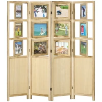 HOMCOM 4 Panel Room Divider, Folding Privacy Screens, Natural(m-11)