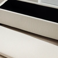 HOMCOM 44 Inches Ottoman with Storage, Lid, Legs, Corduroy End of Bed Bench for Living Room, Bedroom, Entryway, Beige(m-8)