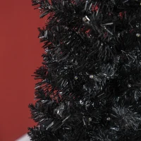 HOMCOM 5ft Pencil Christmas Tree, Slim Artificial Christmas Tree with Realistic Branches and Warm White LED Lights, Black(m-9)