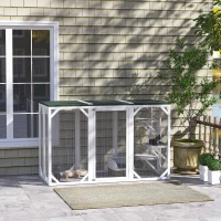 PawHut Catio Outdoor Cat Enclosure with Waterproof Roof, Multi-Level Platforms, Lock, White(m-8)