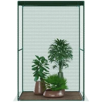 Outsunny Walk-in Crop Cage, Plant Protectors from Animals with Roll Up Zippered Door, 3.9' x 3.9' x 5.9', Dark Green(m-8)