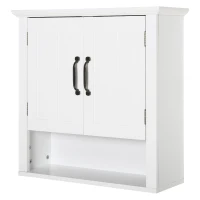 HOMCOM Bathroom Wall Cabinet, Medicine Cabinet, Kitchen Cupboard with 2 Doors and Adjustable Shelf, White(m-11)