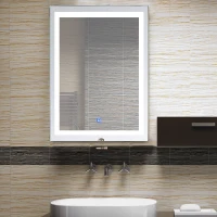 HOMCOM 28 x 36 Inch LED Bathroom Mirror Wall Mounted Vanity Lighted Illuminated Mirror with with Touch Switch, Vertical Outline LEDs(m-8)