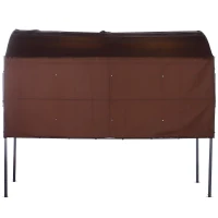 Outsunny 10x8ft Patio Metal Gazebo with Extendable Side Awning Outdoor Shelter Garden Sun Shade Canopy Deck Door Window Awning Brown(m-7)