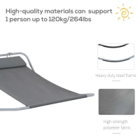 Outsunny Single Rocking Sun Lounger Hammock Bed with Steel Frame and Headrest for Garden Beach and Pool 7'L x 4.3'W(m-5)