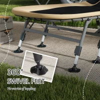 Outsunny Heavy Duty Camping Cot, Folding Bed with Soft Padded Cushion and 180° Adjustable Backrest, 400 lbs. Capacity, Cream(m-6)