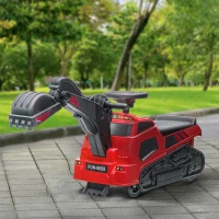 Aosom 3 in 1 Ride on Excavator Bulldozer Road Roller w/ Music Red(m-8)