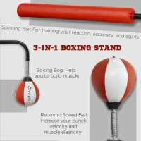 Soozier Freestanding Boxing Punching Bag, Height Adjustable, with Reflex Bar, Speed Balls and Suction Cup Base, Multi(m-4)