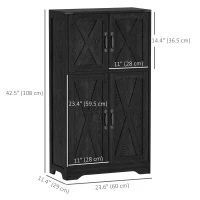 HOMCOM Farmhouse Kitchen Pantry, Freestanding Kitchen Pantry Storage Cabinet with Barn Doors and Adjustable Shelves, Black(m-3)