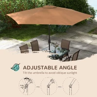 Outsunny 8 Pieces Patio Furniture Set with 9Ft Patio Umbrella, Outdoor Dining Table and Chairs, Light Mixed Brown(m-5)