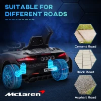 Qaba McLaren 765LT Licensed 12V Kids Electric Car w/ Scissor Doors, Transport Wheels, Remote, Slow Start, Music Horn Black(m-7)