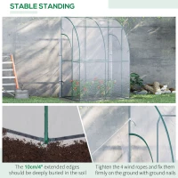 Outsunny 5' x 4' x 7' Lean-to Greenhouse, Walk-in Wall Mounted Hot House & Plant Nursery with 2 Zippered Roll Up Doors, Sloping PVC Cover, Green and Clear(m-7)