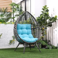 Outsunny Rattan Egg Chair with Cushion, Sky Blue(m-2)