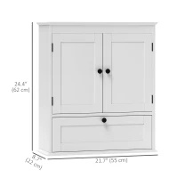 HOMCOM Medicine Cabinet with Adjustable Shelf, Bathroom Wall Cabinet Bathroom Cabinet with Recessed Panels, White(m-3)