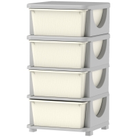 Qaba 30" 4 Tier Kids Storage Unit Dresser Tower w/ 4 Drawers, Cream White