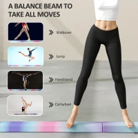 Soozier 7.7ft Folding Balance Beam, Gymnastics Equipment with Anti-Slip Bottom for Kids Home Training, Multicolour(m-7)