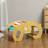 Qaba 2 in 1 Wooden Arch Ladder Baby Rocker for Toddlers 18-48 Months(m-10)
