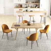 HOMCOM Modern Dining Chairs, Mid-Back Velvet-touch Upholstery Side Chair, Table Chair for Living Room, Dining Room, Yellow, Set of 4(m-8)