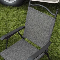 Outsunny 4 Piece Folding Patio Camping Chair Set, Sports Chairs for Adults with Armrests, Mesh Fabric Seat for Lawn, Gray(m-7)