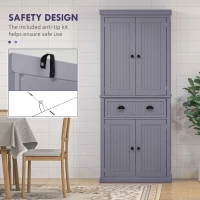 HOMCOM 72" Kitchen Pantry Storage Cabinet, Cupboard w/ 4 Doors and 3 Adjustable Shelves, Large Central Drawer, Navy Blue(m-6)