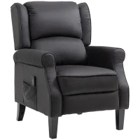 HOMCOM Massage Recliner Chair for Living Room, Push Back Recliner Sofa, Suede Wingback Reclining Chair with Extendable Footrest, Wood Legs, Remote Control, Side Pockets, Black(m-11)
