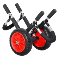 Outsunny Stand-Up Paddleboard Dolly, Aluminum Surfboard Trolley, Foldable Rolling Cart for SUPs Boat Canoe Carrier Float Mat, Jon Boat Easy Transport Cart(m-11)