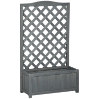 Outsunny 46" Wooden Planter with Trellis, Raised Garden Bed to Grow Vegetables, Herbs, Flowers for Backyard, Patio, Gray