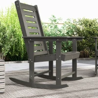 Outsunny 2 Pieces Outdoor Rocking Chairs, HDPE Patio Rockers with 28" High Back, Wide Armrests for Porch Backyard, Dark Gray(m-8)