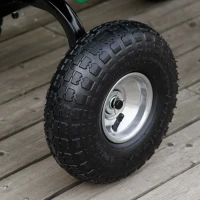 Outsunny Steel Garden Cart with Handle and 10" Pneumatic Tires, Utility Wagon Cart for Garden, Patio, Lawn, 551 lbs Capacity(m-10)