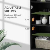 kleankin Tall Bathroom Storage Cabinet, Freestanding Tower Cabinet with Adjustable Shelf, 3 Open Shelves, Black(m-7)