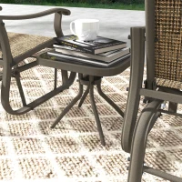 Outsunny 3-Piece Outdoor Gliders Set Bistro Set with Steel Frame, Tempered Glass Top Table for Patio, Garden, Light Mixed Brown(m-8)