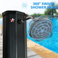 Outsunny 7ft Outdoor Solar Heated Shower with 360 Rotating Shower Head, Foot Shower Faucet, Temperature and Pressure Adjustable, Holds 9.2 Gallons for Backyard Pool(m-6)
