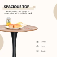 HOMCOM 27.5" Round Dining Table with Metal Pedestal Base for Living Room, Natural Wood/Black(m-5)