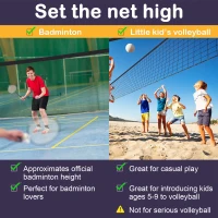 HOMCOM Portable and Foldable Badminton Tennis Net Set for Adult & Kids with Carrying Bag Height Adjustable Indoor Outdoor, Beach, Backyard Use(m-4)